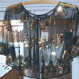 🖤Elegant Sequin Mesh Cape
